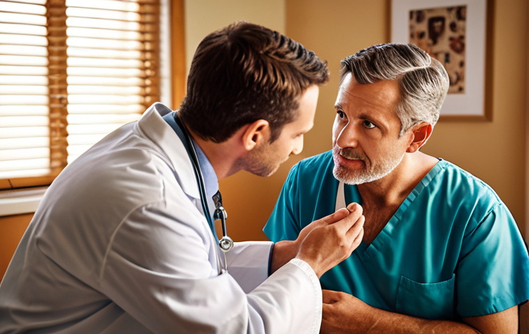 **

A doctor actively listening to a patient, maintaining eye contact and showing empathy. Soft, warm lighting. The background is a cozy, inviting doctor's office. Focus on the connection and trust between the doctor and patient.

**