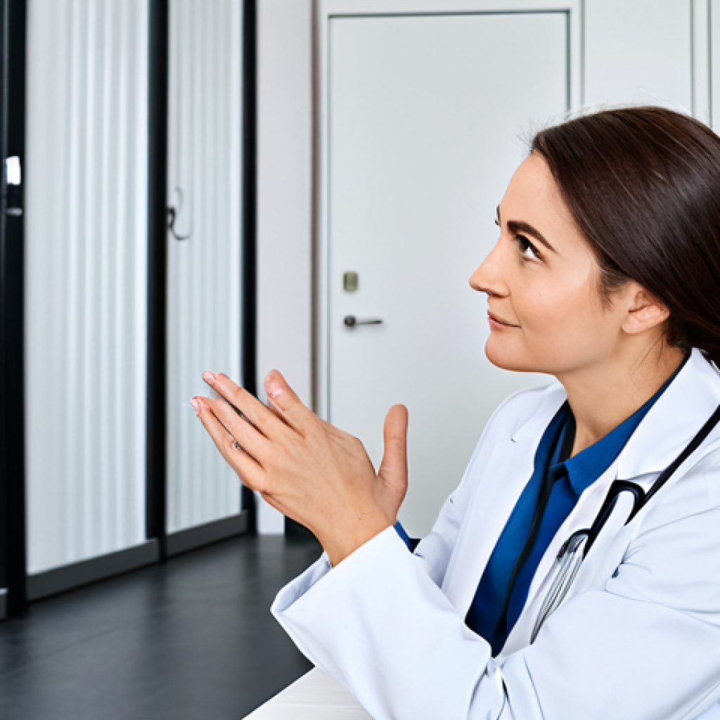 Empathetic Doctor Listening**
"A professional doctor in a clean, modern office, fully clothed in a modest lab coat and professional attire, sitting attentively and listening to a fully clothed patient. The doctor is making eye contact and has a kind, understanding expression. The scene is safe for work and appropriate content, demonstrating active listening and empathy. Perfect anatomy, correct proportions, natural pose, well-formed hands, proper finger count, natural body proportions, professional photography, high quality."
**