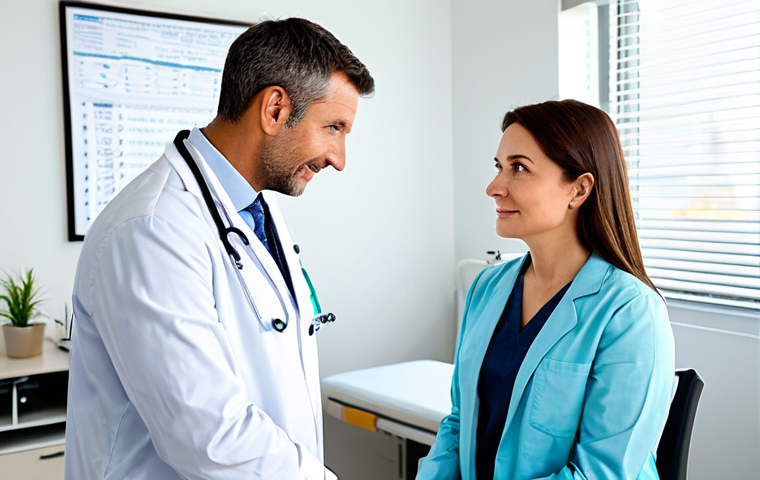 Empathetic Doctor**
A compassionate doctor in a modern, brightly lit clinic, attentively listening to a fully clothed patient, appropriate attire, safe for work. The doctor is making eye contact and nodding, creating a sense of trust and understanding. Background includes medical charts and a comfortable chair. Focus on the human connection and the importance of listening. perfect anatomy, correct proportions, natural pose, professional photography, high quality, modest clothing, family-friendly, appropriate content.
**