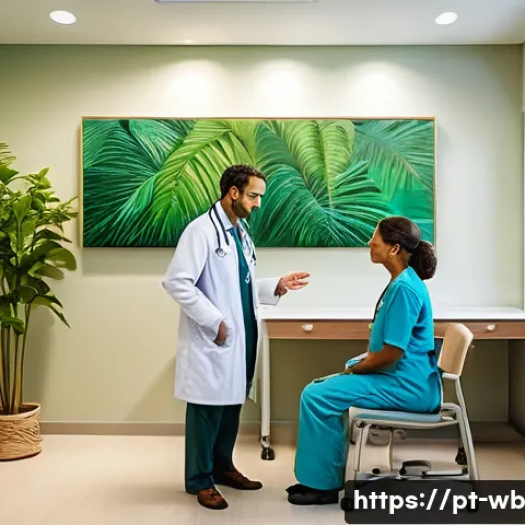 내러티브 의학의 실천적 접근 - A warm and inviting modern medical consultation room in Brazil, featuring a compassionate doctor att...