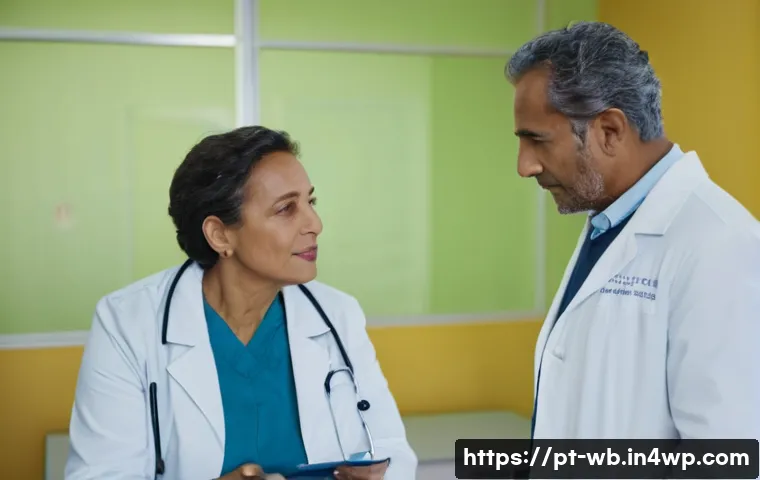 내러티브 의학의 실제 사례 분석 - A compassionate healthcare professional attentively listening to a middle-aged Brazilian patient in ...