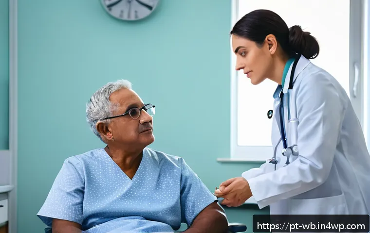 내러티브 의학을 활용한 치료 효과 연구 - A compassionate doctor attentively listening to an adult patient in a modern clinic setting, both se...